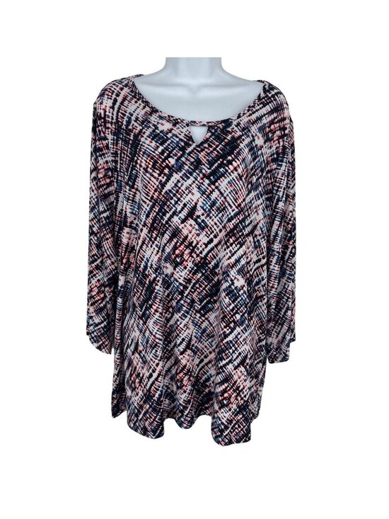 CJ Banks Tops - CJ Banks Printed Keyhole Neckline Long Sleeves Tunic Women's Size 1X